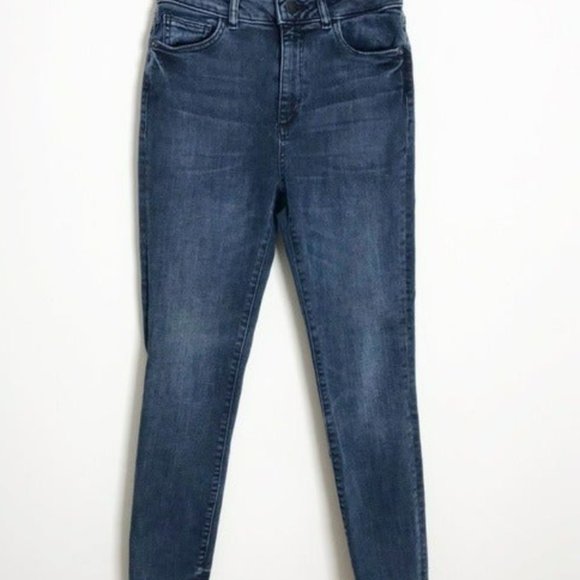 Denim - High Rise Raw Hem Skinny Jeans